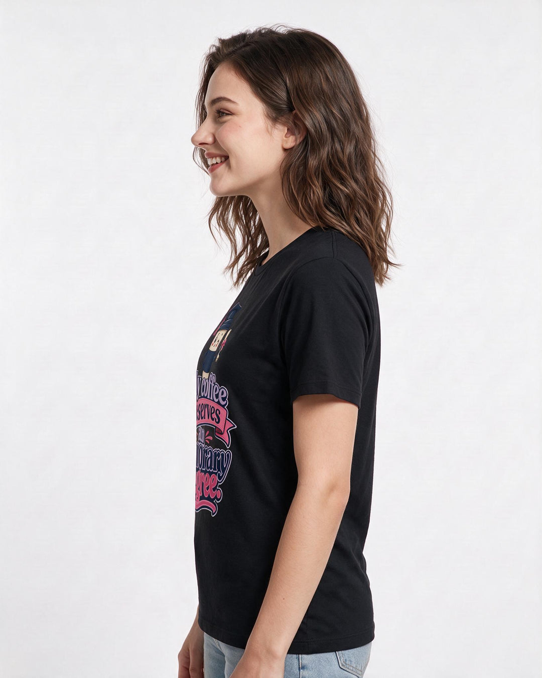 Funny Graduation Women's Black T-Shirt – My coffee deserves an honorary degree. product image 2