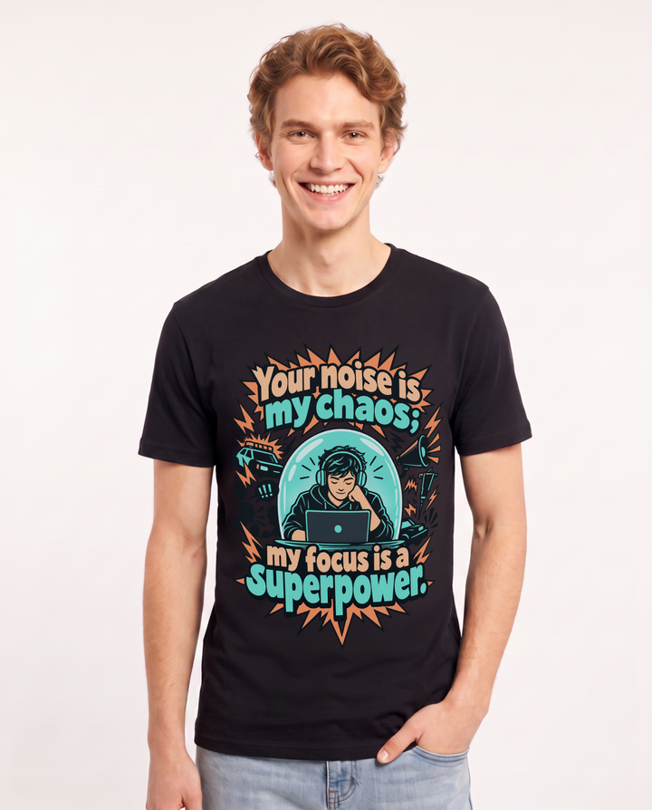 Neurodiversity Black T-Shirt for Men – Everyday Expression Graphic Tee product image 3