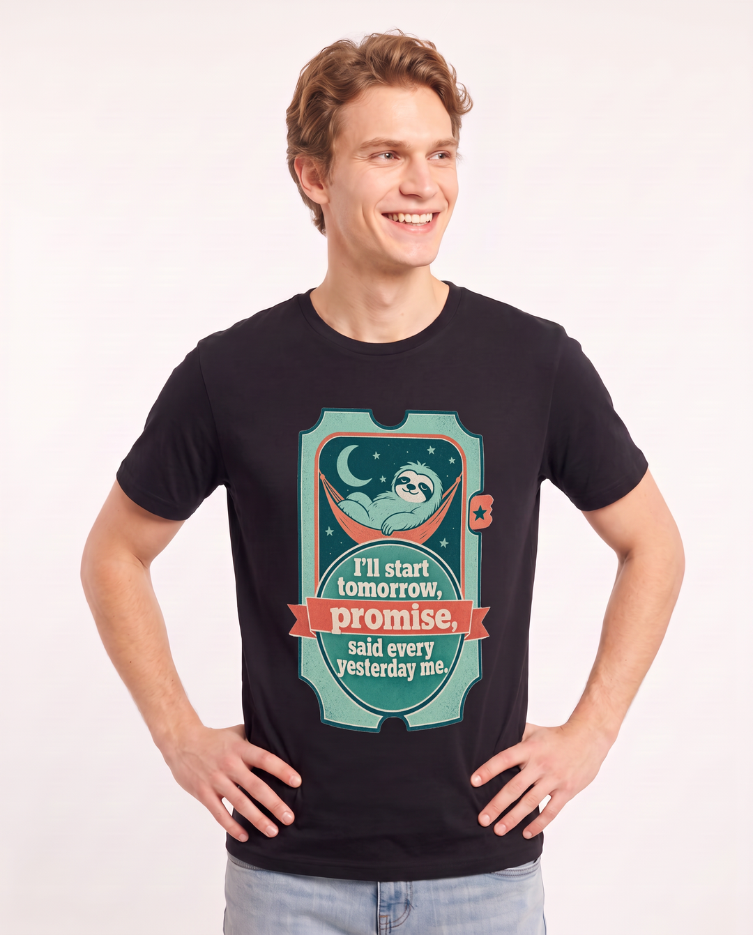 Graphic Men's Black T-Shirt - I'll start tomorrow, promise, said every product image 3
