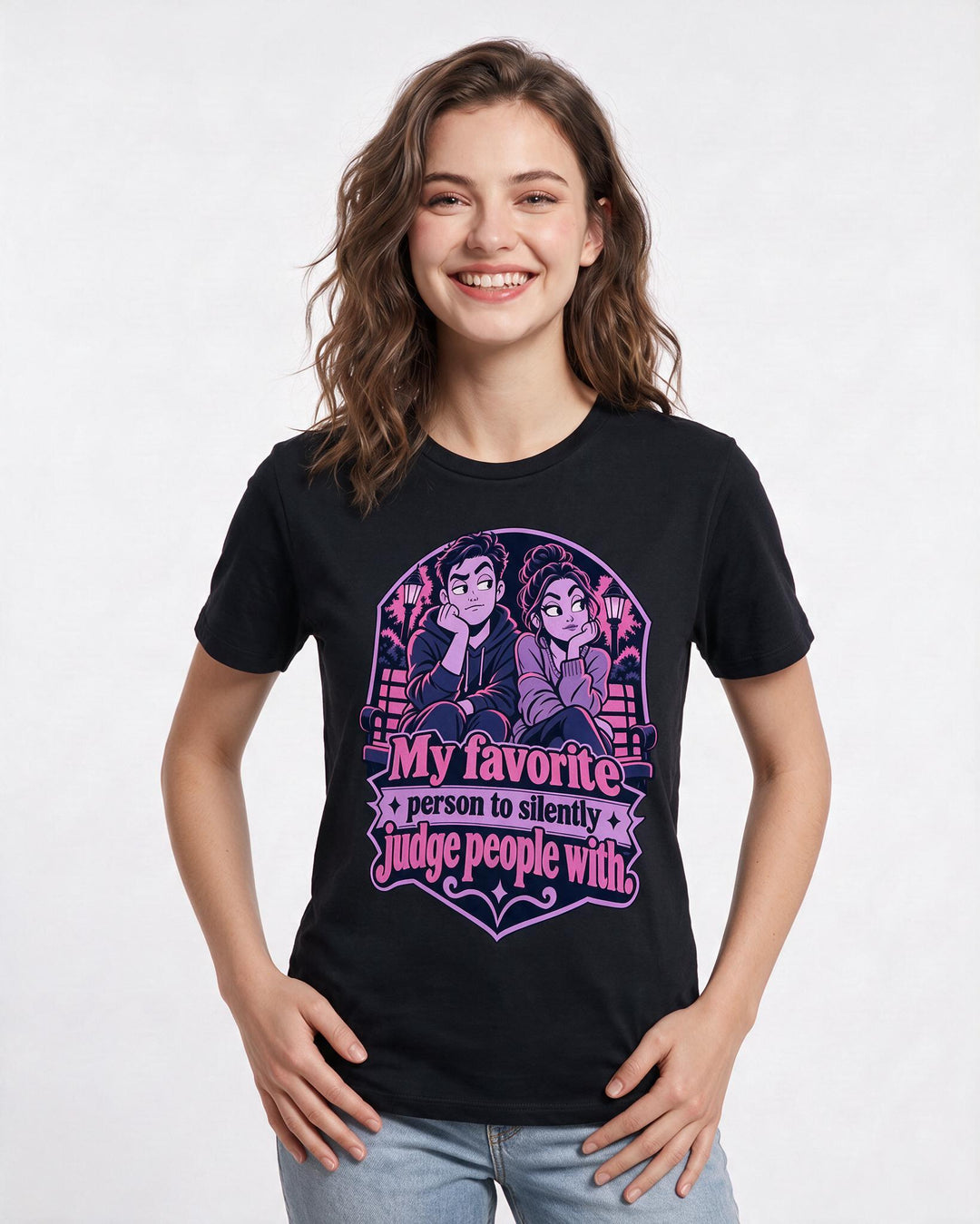 Couples Black T-Shirt for Women – Everyday Expression Graphic Tee product image 1