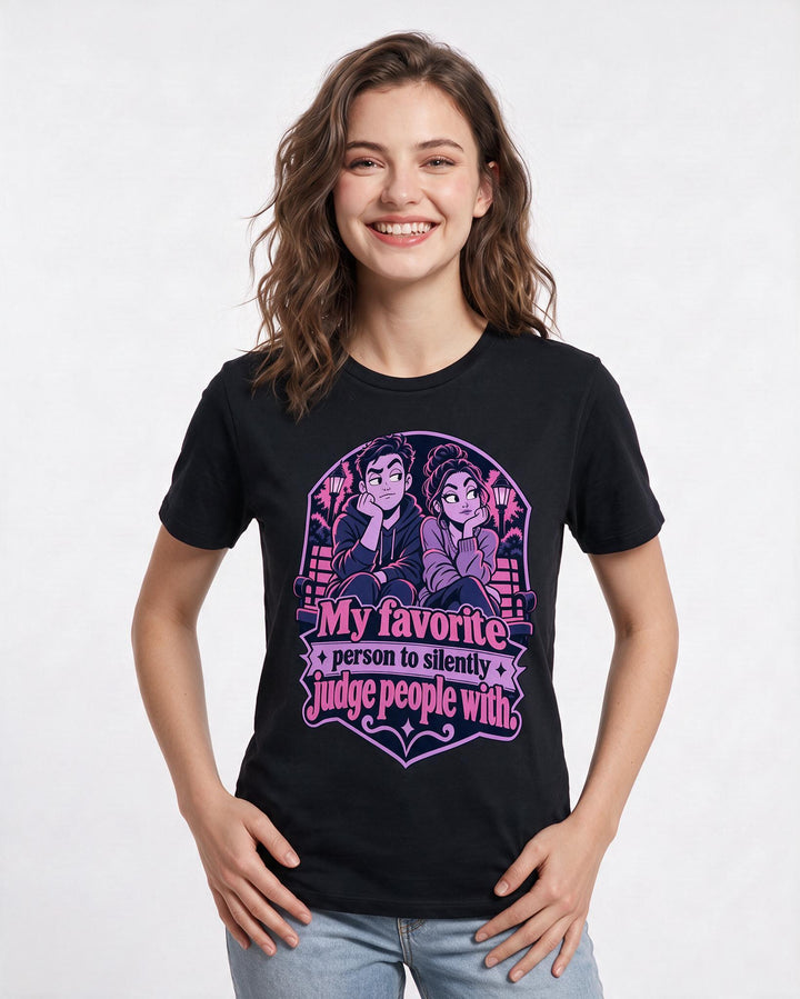 Couples Black T-Shirt for Women – Everyday Expression Graphic Tee product image 1