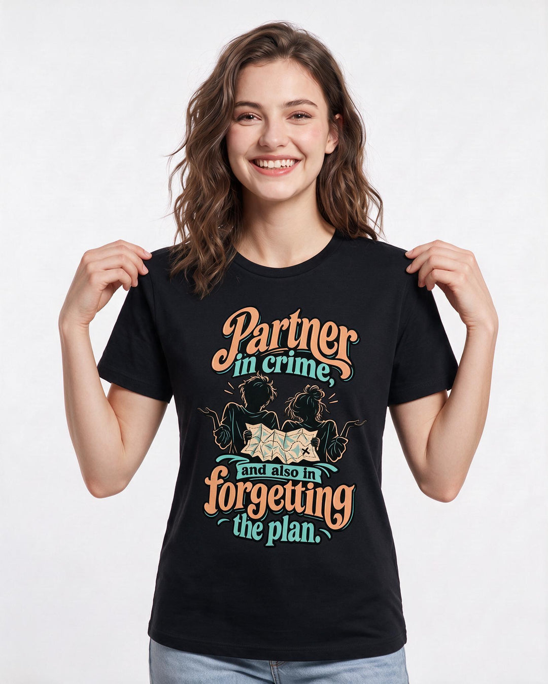 Couples Black T-Shirt for Women – Everyday Expression Graphic Tee product image 1