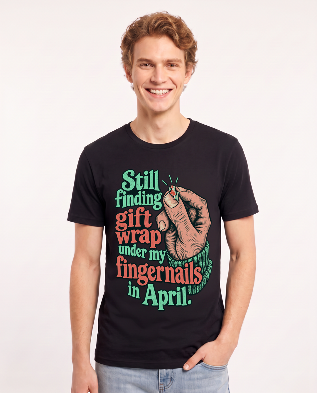 Christmas Black T-Shirt for Men – Holiday Theme Graphic Tee product image 3