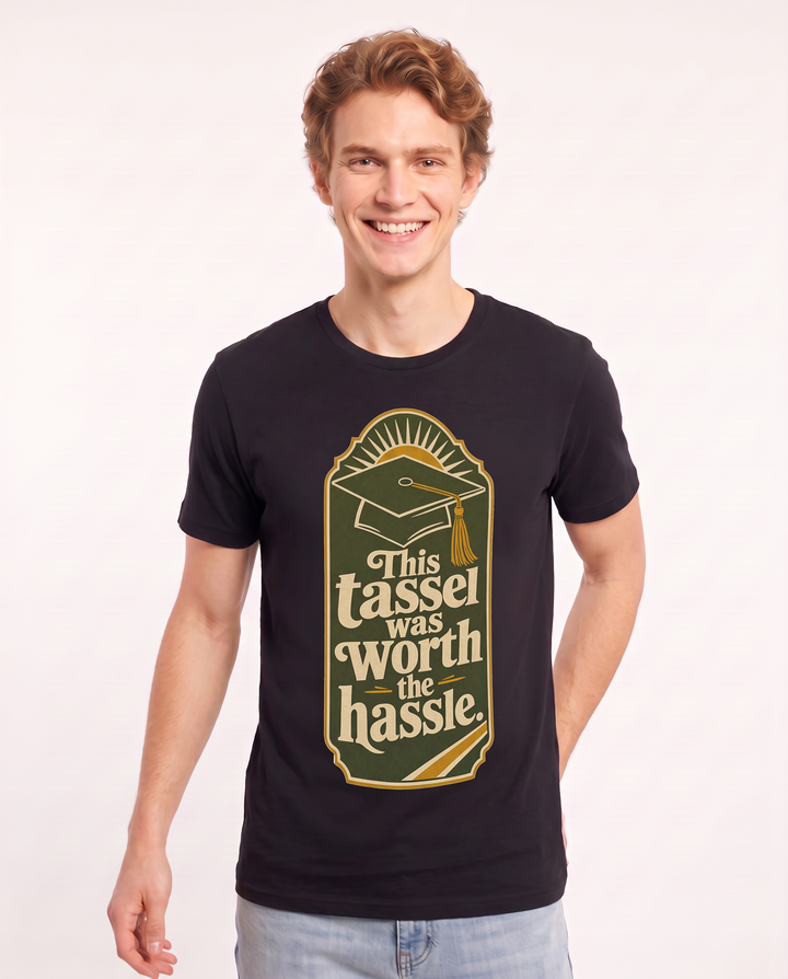 Graduation Gift Men's Black T-Shirt - This tassel was worth the product image 3