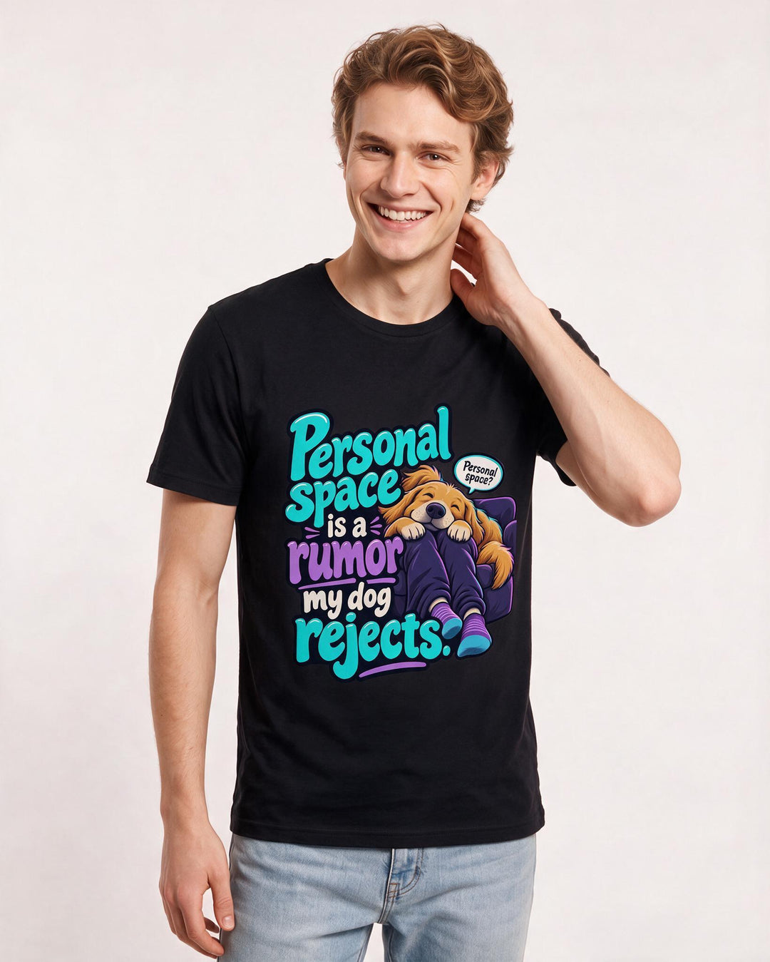 Dog Lover Black T-Shirt for Men – Everyday Expression Graphic Tee product image 1