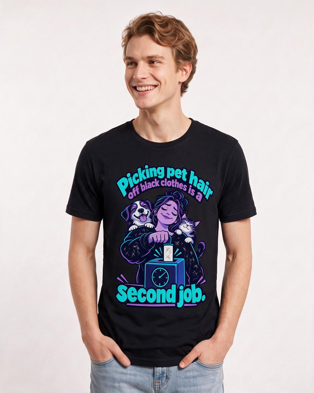 Cat Lover Black T-Shirt for Men – Everyday Expression Graphic Tee product image 1