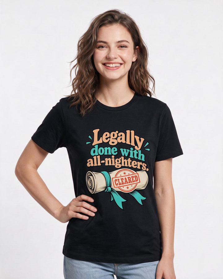 Graduation Black T-Shirt for Women – Everyday Expression Graphic Tee product image 1