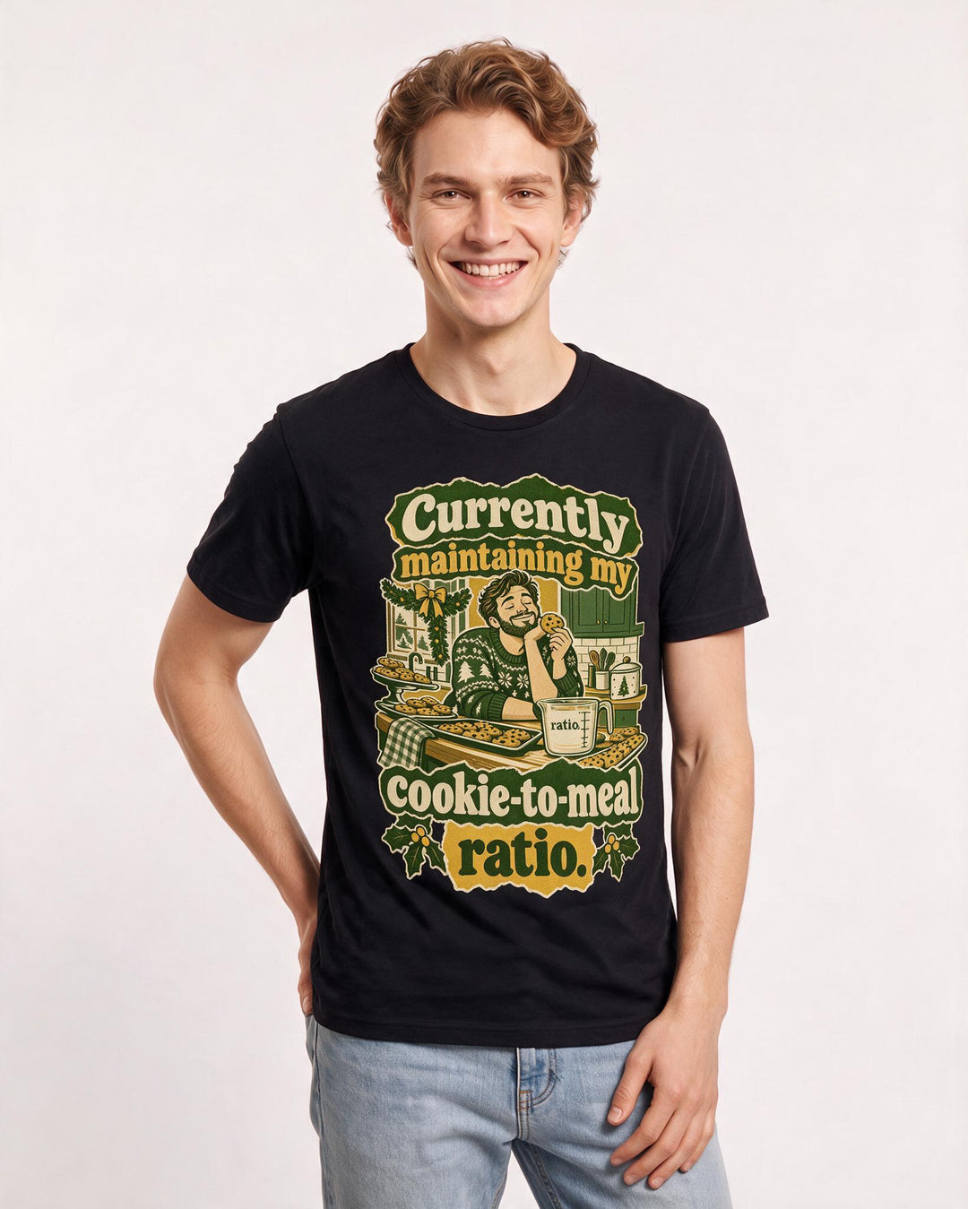Christmas Black T-Shirt for Men – Holiday Theme Graphic Tee product image 1