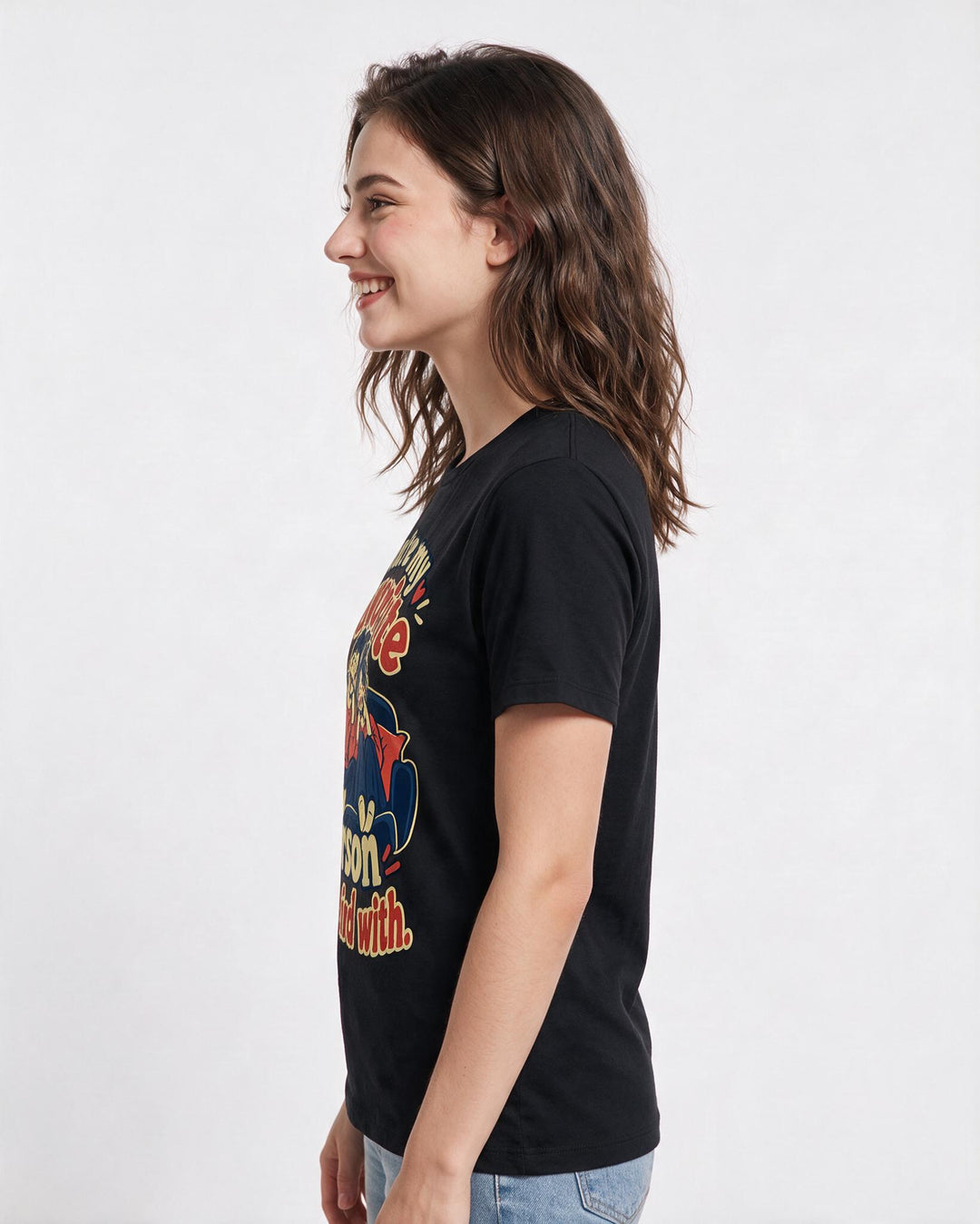 Couples Black T-Shirt for Women – Everyday Expression Graphic Tee product image 2
