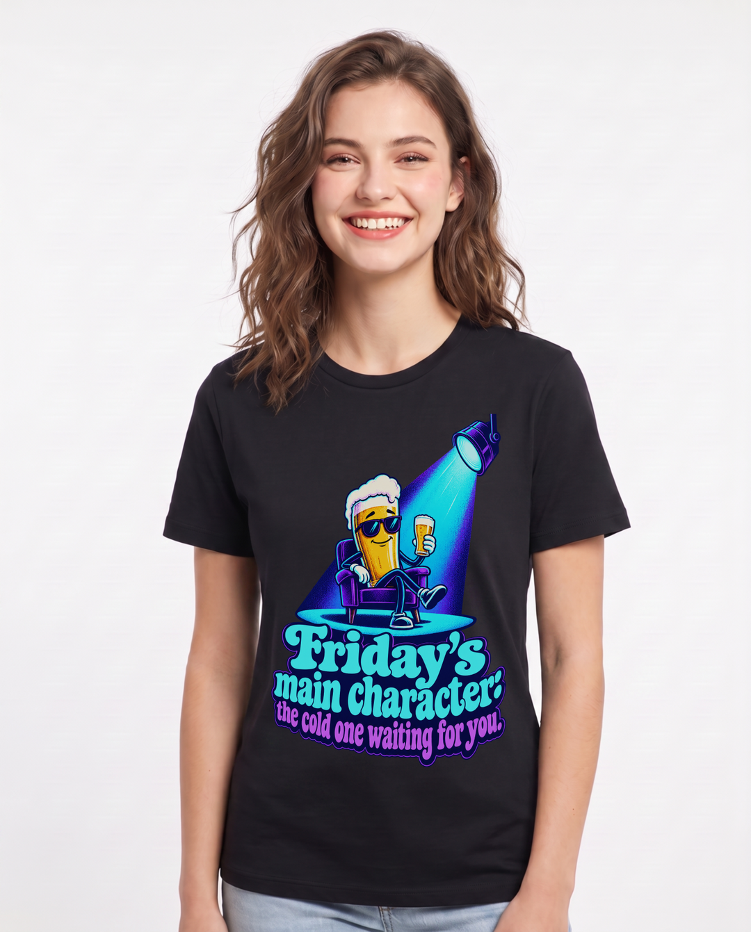 Beer Black T-Shirt for Women – Everyday Expression Graphic Tee product image 3