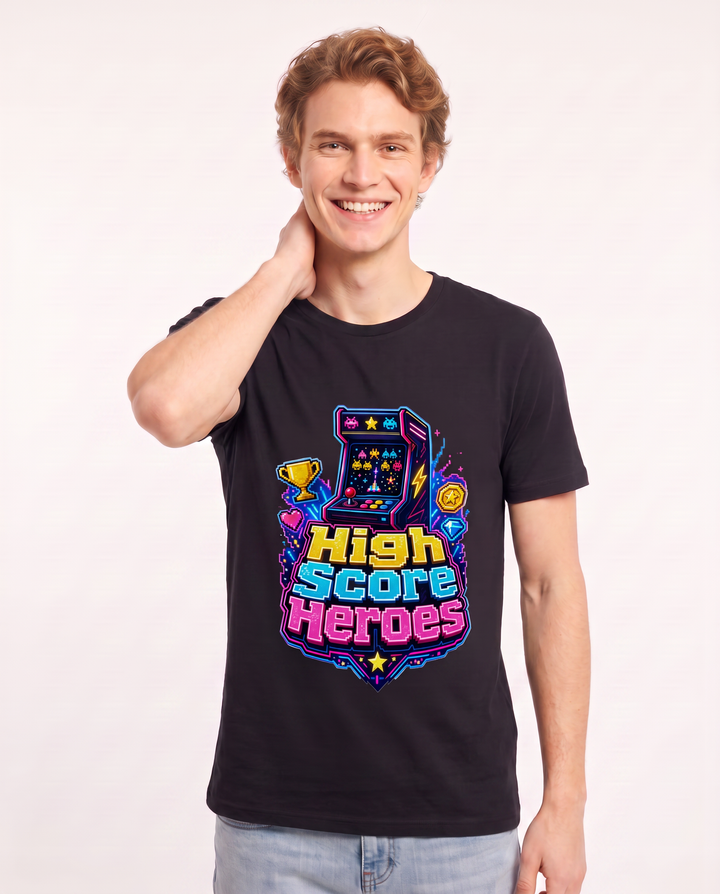 High Score Heroes Men's Black T-Shirt product image 1