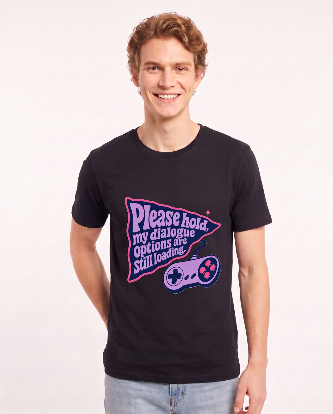 Gaming Men's Black T-Shirt - Please hold, my dialogue options are product image 3