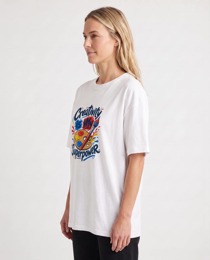 Creativity Is My Superpower White T-Shirt mockup 2