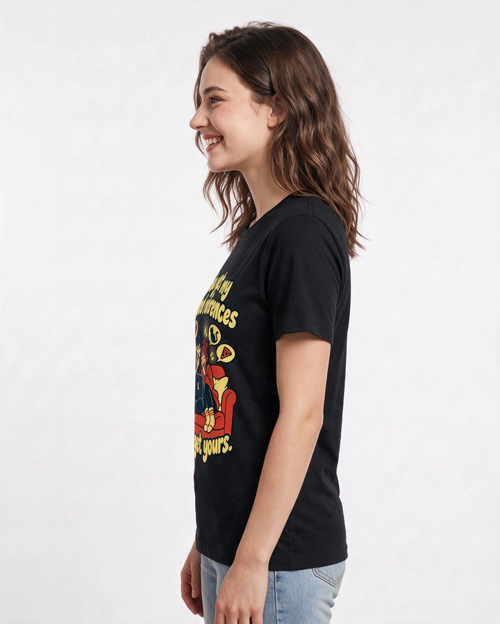 Couples Black T-Shirt for Women – Everyday Expression Graphic Tee product image 2