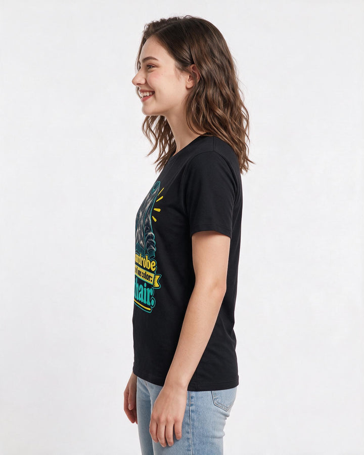Cat Lover Black T-Shirt for Women – Everyday Expression Graphic Tee product image 2