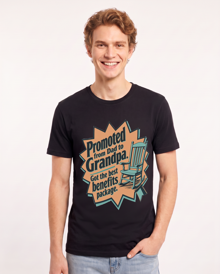 Graphic Men's Black T-Shirt - Promoted from Dad to Grandpa. Got the product image 1