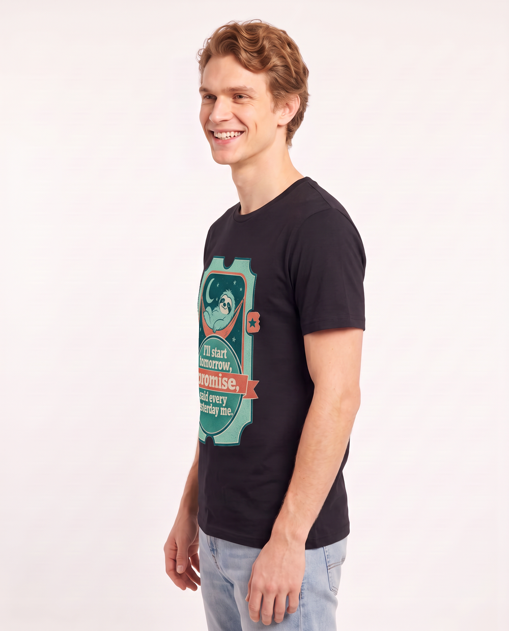 Graphic Men's Black T-Shirt - I'll start tomorrow, promise, said every product image 2