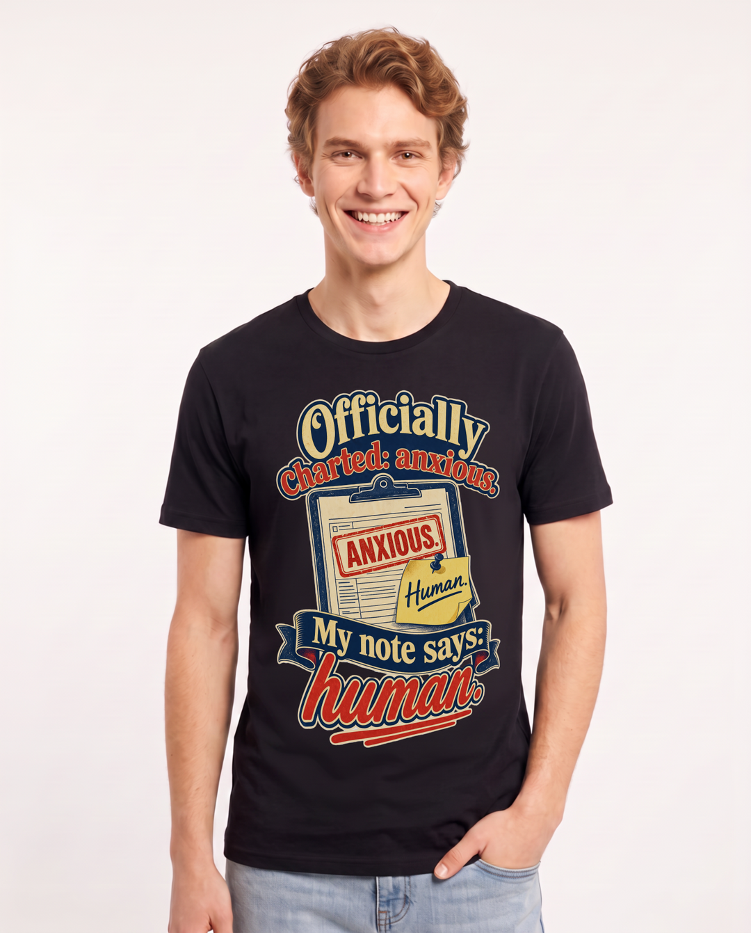 Nurse Men's Black T-Shirt – Officially charted: anxious. My note product image 1