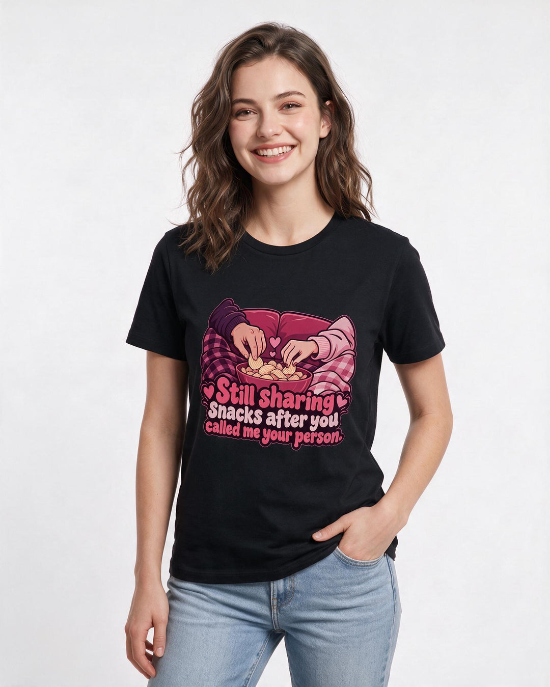Couples Black T-Shirt for Women – Everyday Expression Graphic Tee product image 1