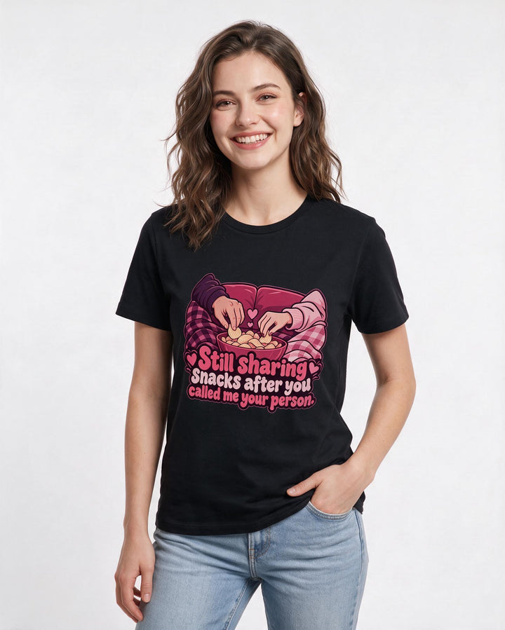 Couples Black T-Shirt for Women – Everyday Expression Graphic Tee product image 1