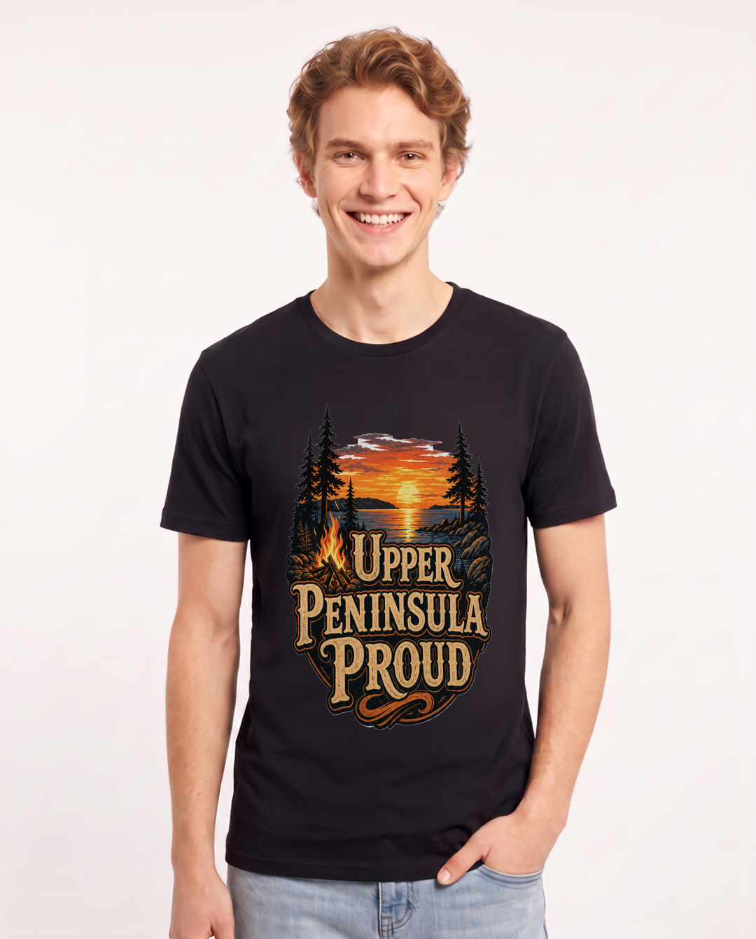 Upper Peninsula Proud Men's Black T-Shirt product image 2