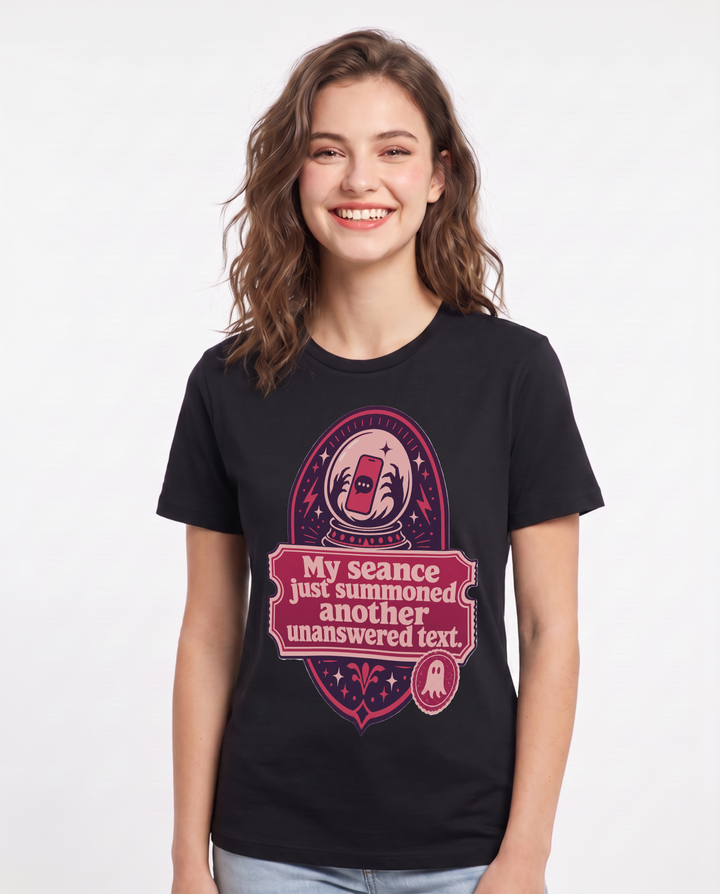 Halloween Women's Black T-Shirt - My seance just summoned another product image 1