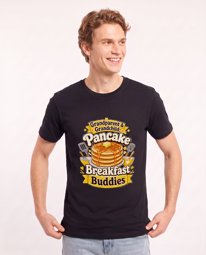 Grandparent & Grandchild: Pancake Breakfast Buddies Men's Black T-Shirt product image 1