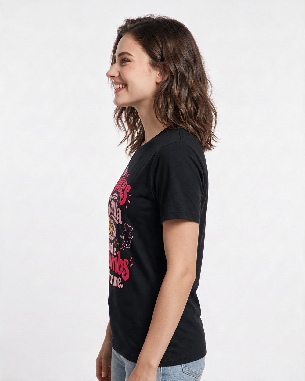 Christmas Black T-Shirt for Women – Holiday Theme Graphic Tee product image 2
