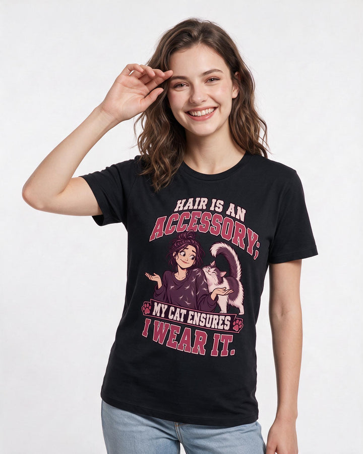 Cat Lover Black T-Shirt for Women – Everyday Expression Graphic Tee product image 1