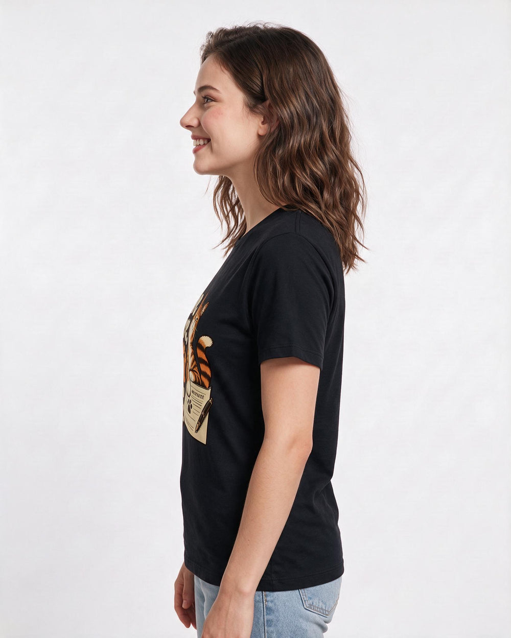 Cat Lover Black T-Shirt for Women – Everyday Expression Graphic Tee product image 2