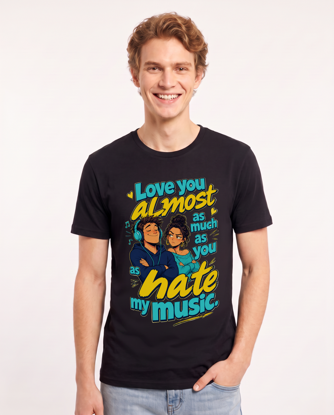 Couples Black T-Shirt for Men – Everyday Expression Graphic Tee product image 1