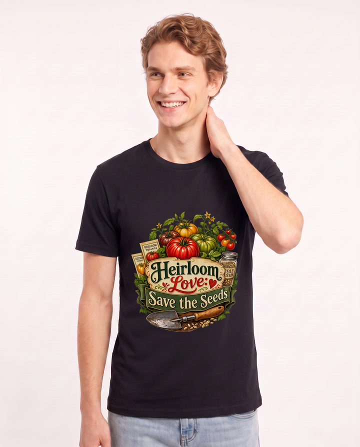 Heirloom Love: Save the Seeds Men's Black T-Shirt product image 1