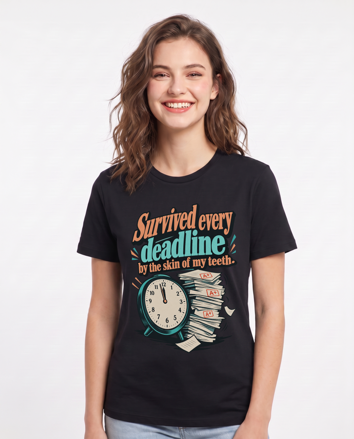 Graduation Black T-Shirt for Women – Everyday Expression Graphic Tee product image 3