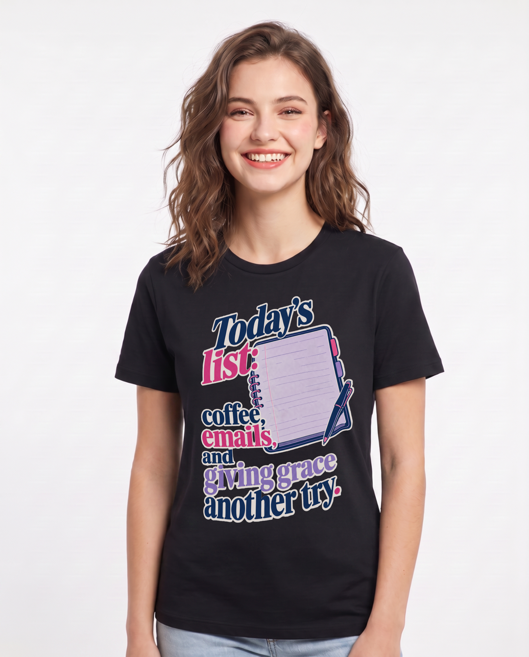 Christian Faith Women's Black T-Shirt – Today's list: coffee, emails, and product image 1