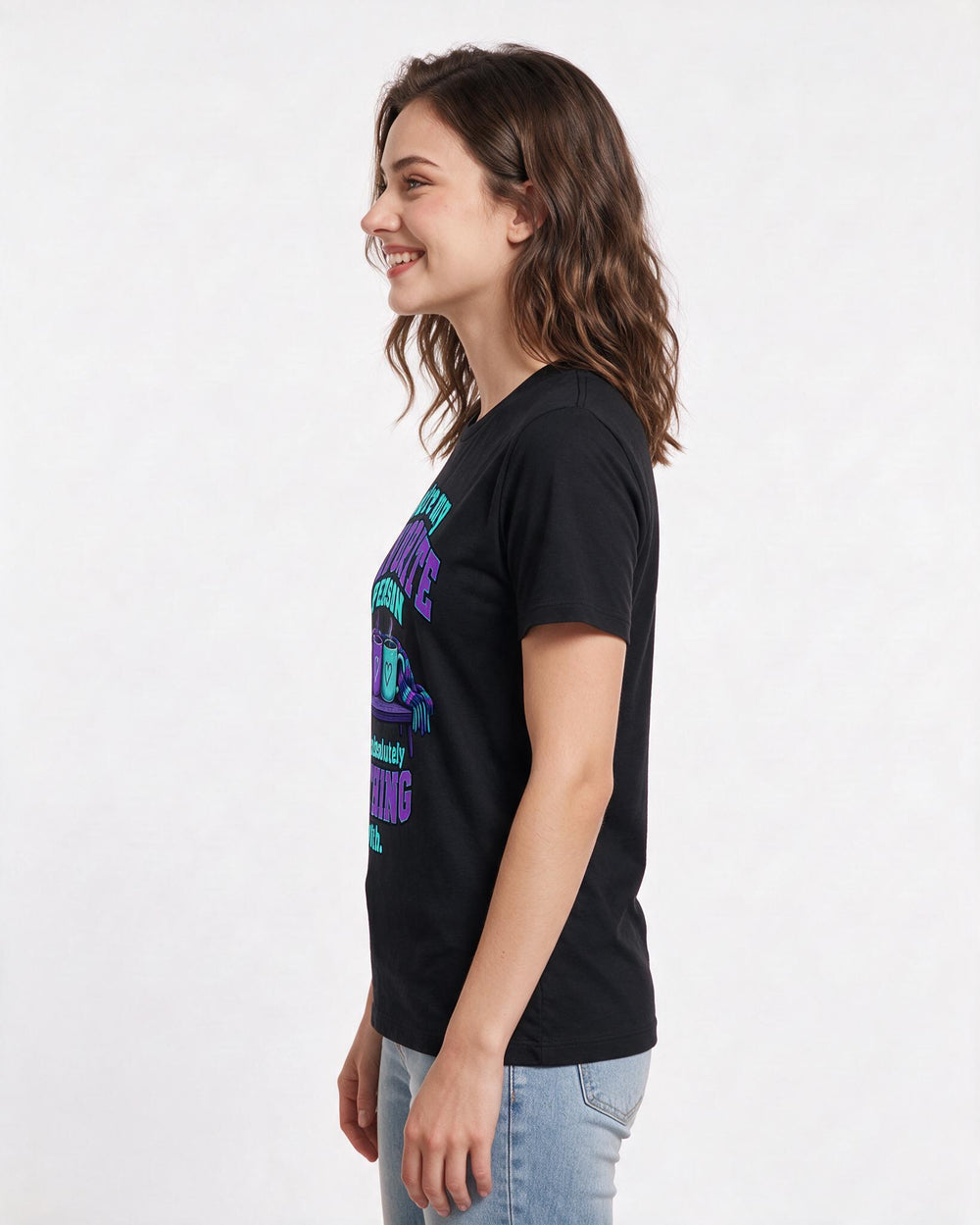 Couples Black T-Shirt for Women – Everyday Expression Graphic Tee product image 2