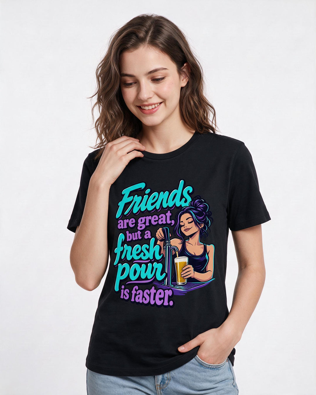 Beer Black T-Shirt for Women – Everyday Expression Graphic Tee product image 1