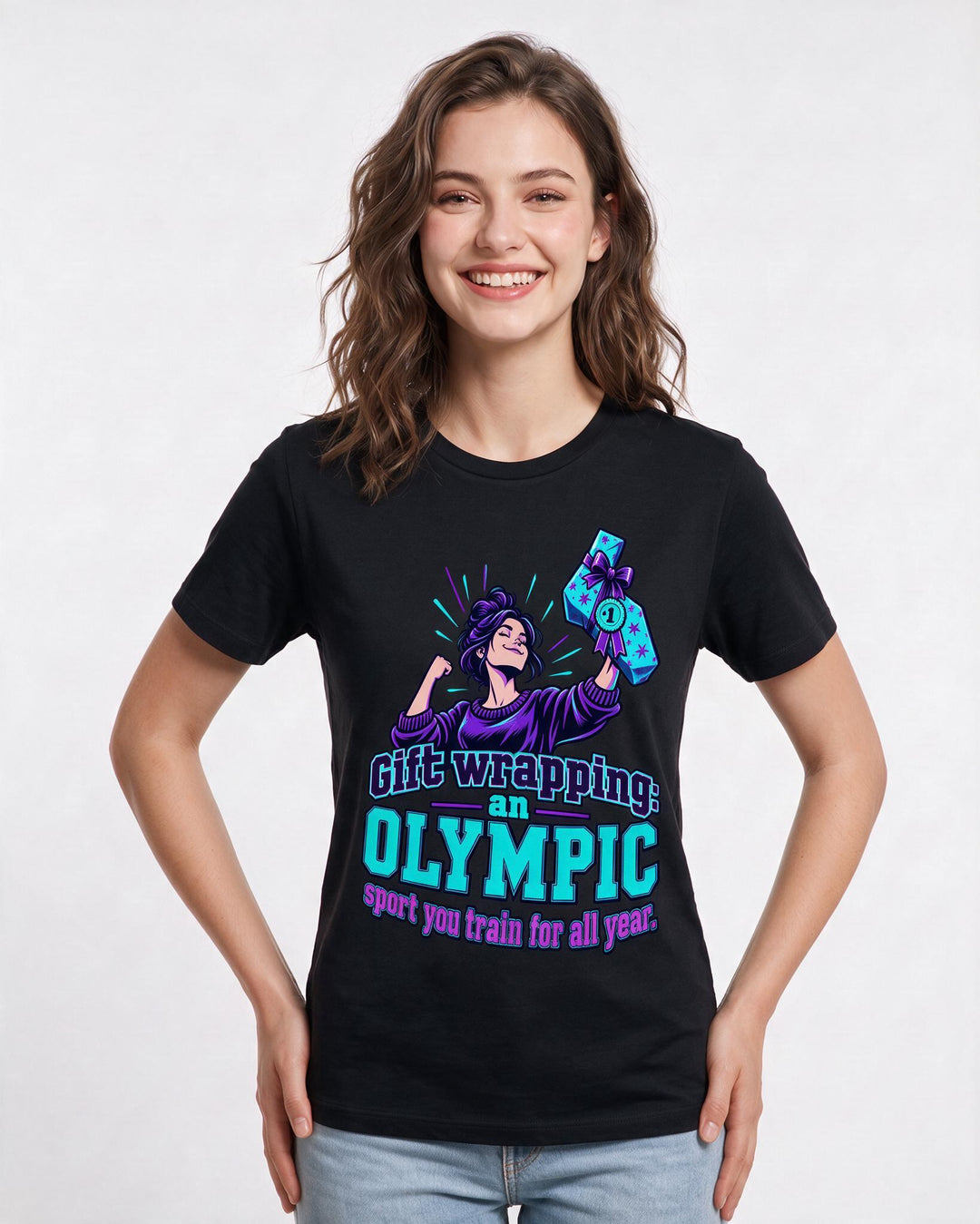 Christmas Black T-Shirt for Women – Holiday Theme Graphic Tee product image 1