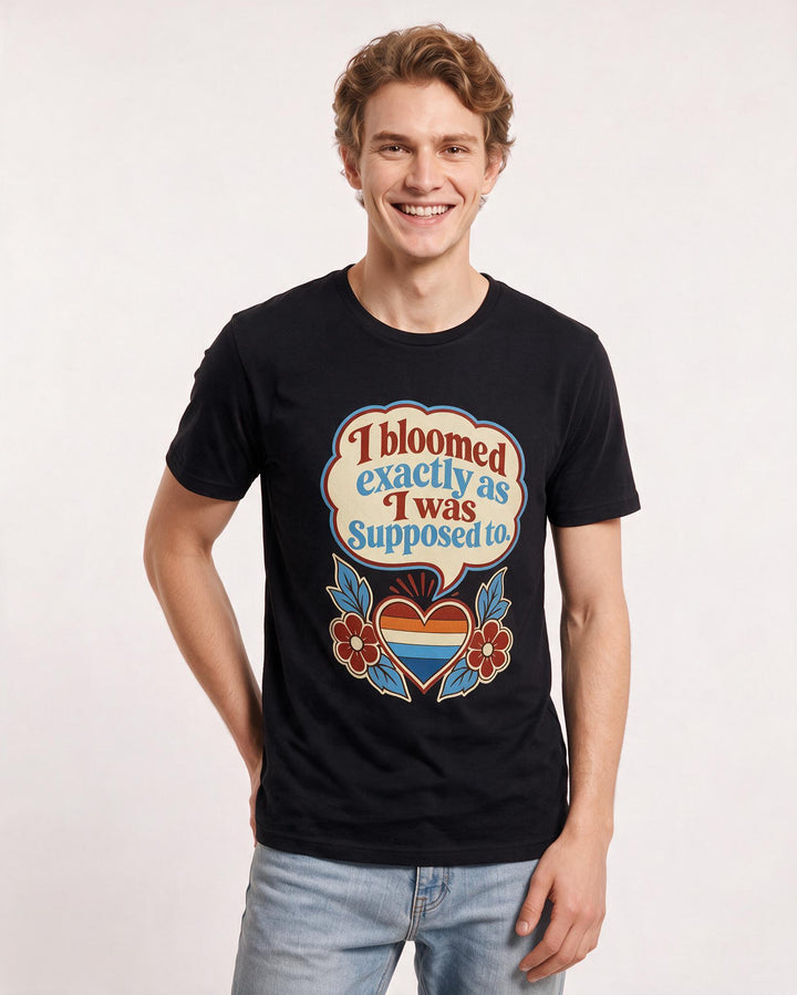 Graphic Men's Black T-Shirt - I bloomed exactly as I was supposed to. product image 3
