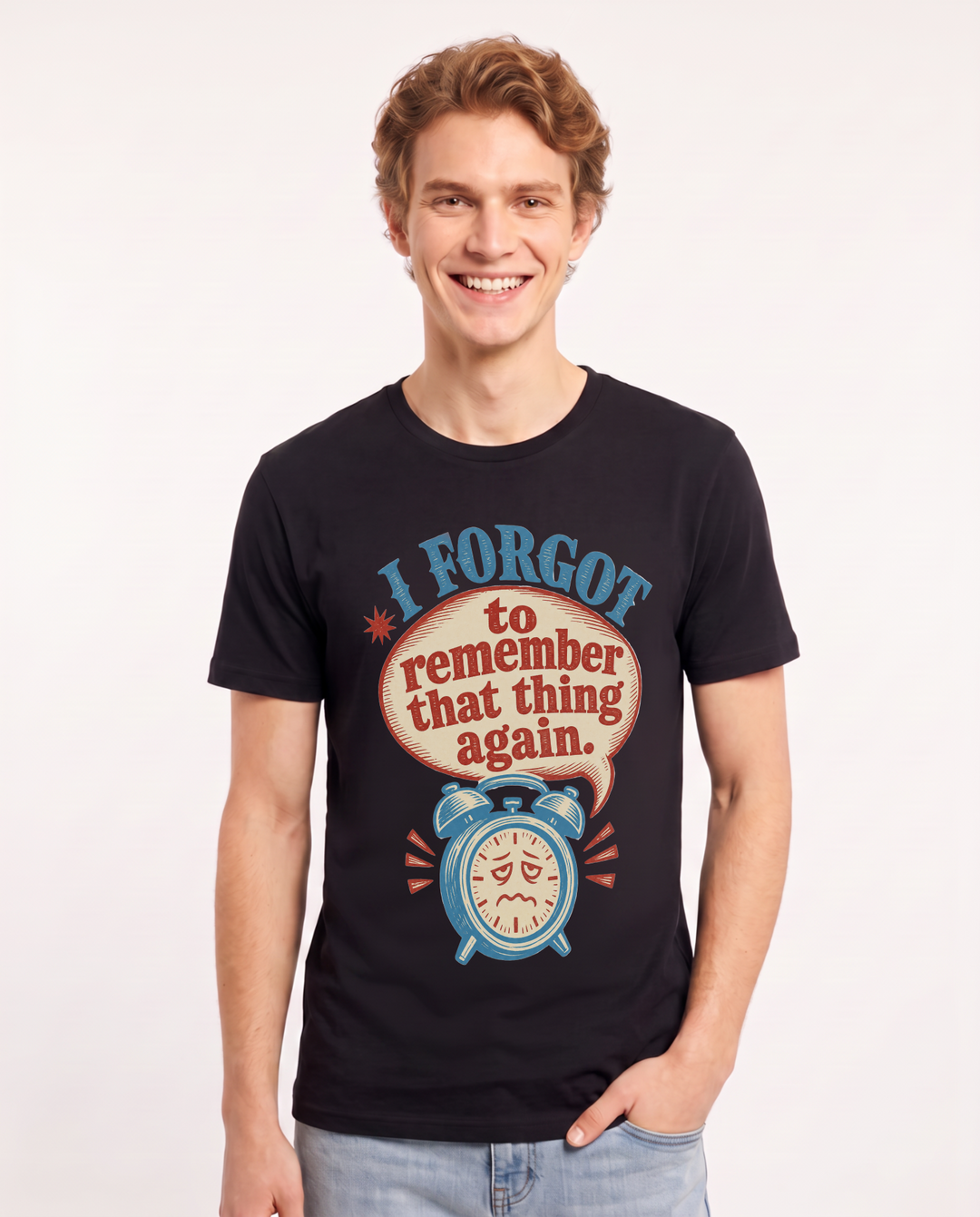 Graphic Men's Black T-Shirt - I forgot to remember that thing again. product image 1