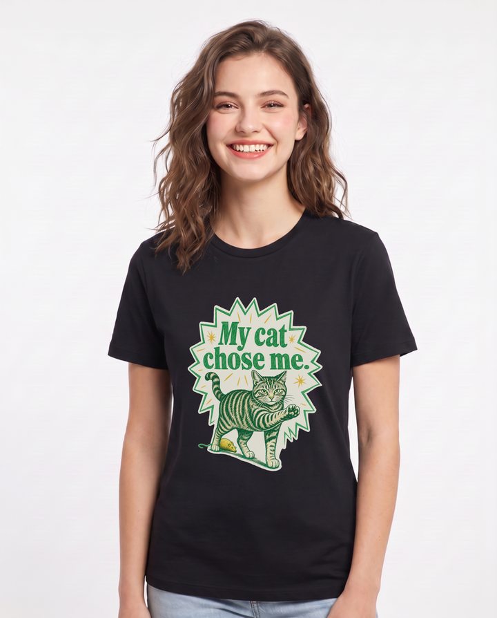 My cat chose me. - Women's Black T-Shirt product image 2