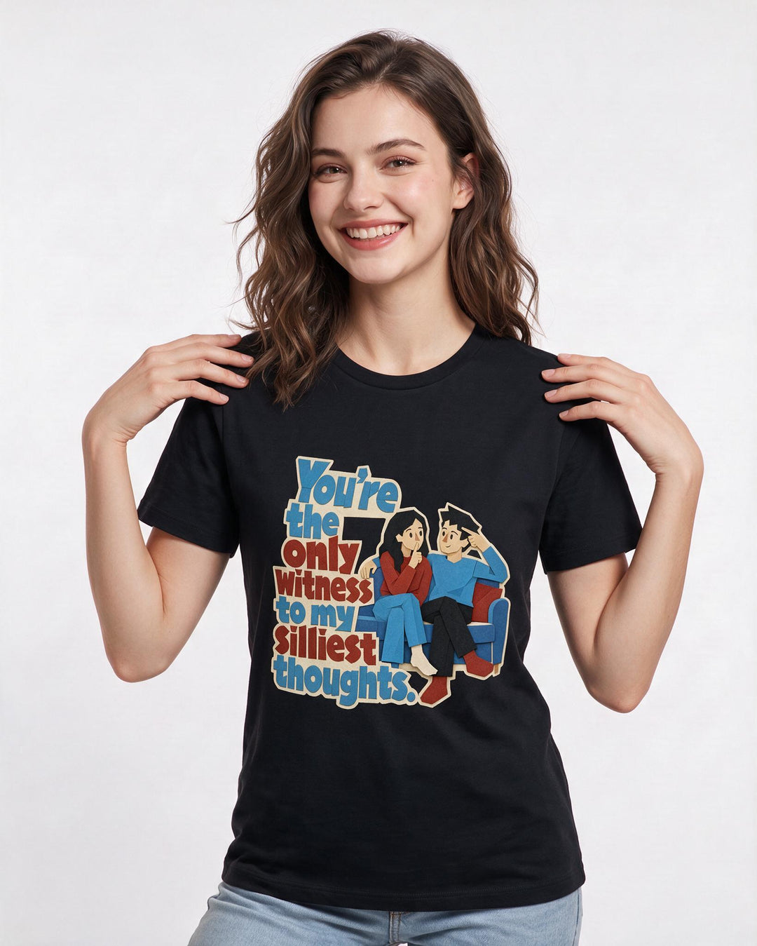 Couples Black T-Shirt for Women – Everyday Expression Graphic Tee product image 1
