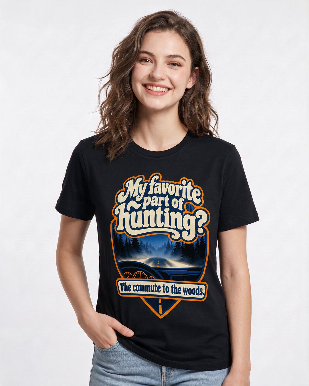 Hunting Black T-Shirt for Women – Everyday Expression Graphic Tee product image 1