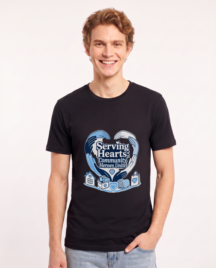 Serving Hearts: Community Heroes Unite Men's Black T-Shirt product image 2