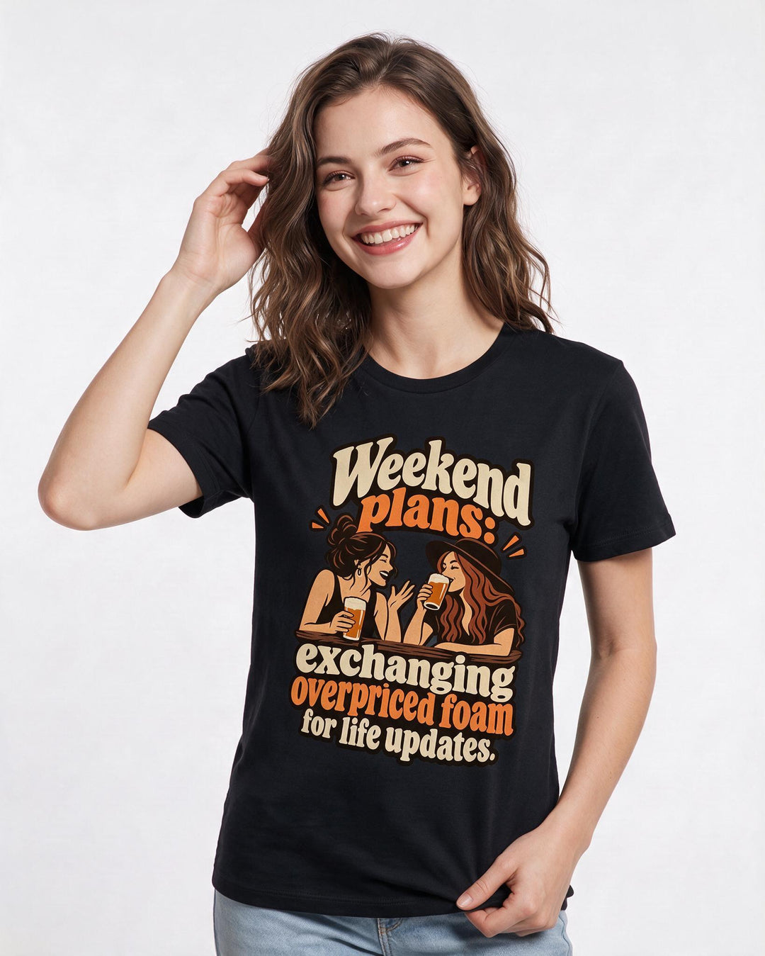 Beer Black T-Shirt for Women – Everyday Expression Graphic Tee product image 1