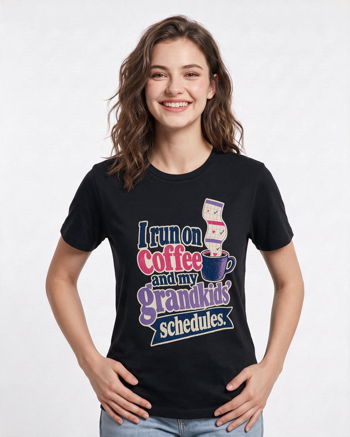 Grandparent Women's Black T-Shirt – I run on coffee and my grandkids' schedules. product image 3