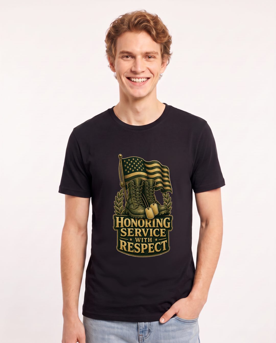 Honoring Service with Respect Men's Black T-Shirt product image 2