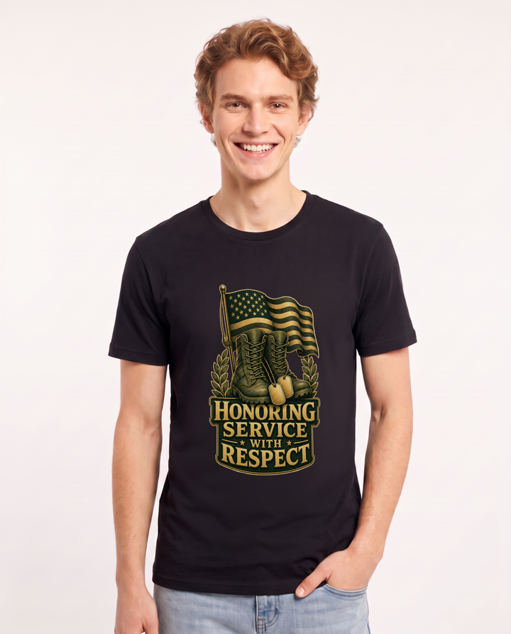 Honoring Service with Respect Men's Black T-Shirt product image 2