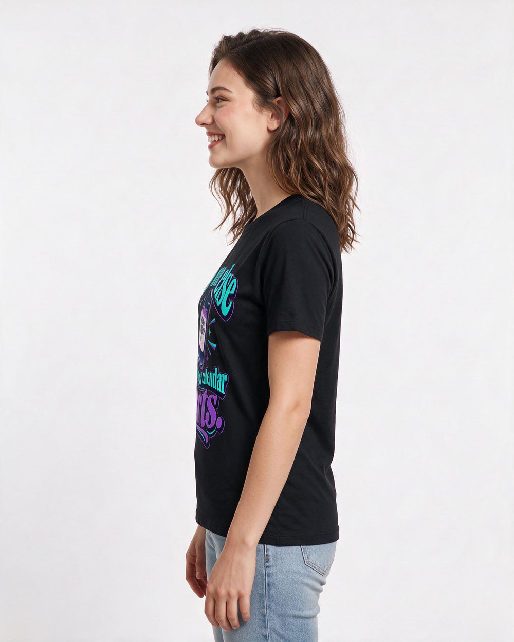 Couples Black T-Shirt for Women – Everyday Expression Graphic Tee product image 2