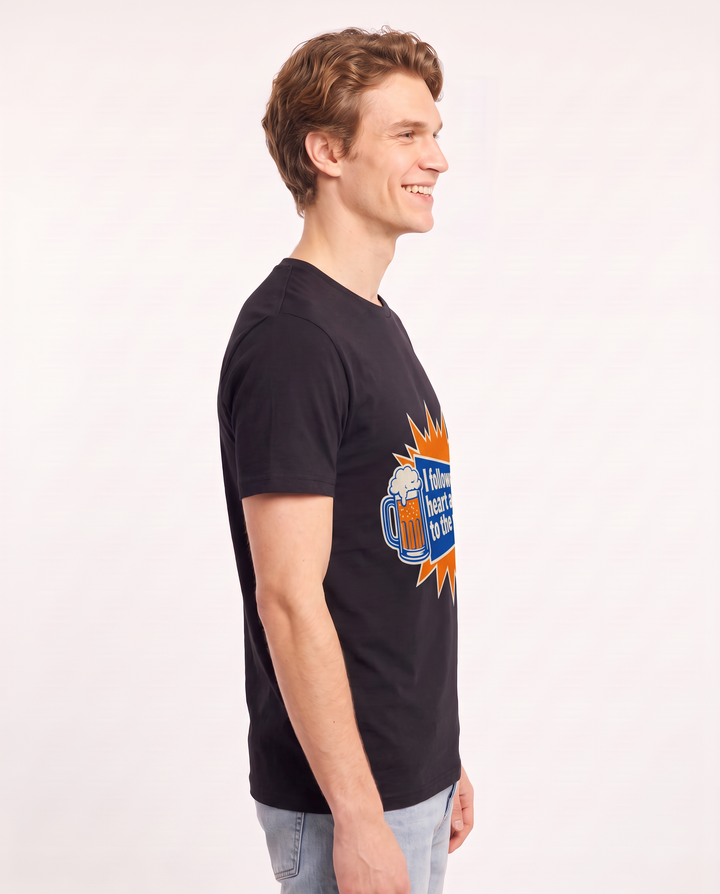 Funny Beer Men's Black T-Shirt - I followed my heart and it led to the product image 2