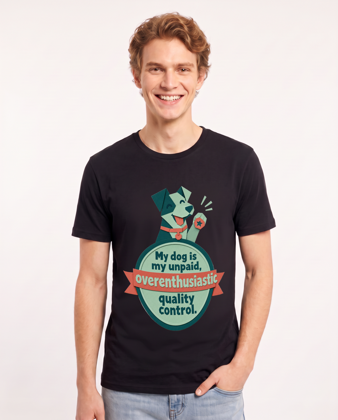 Graphic Men's Black T-Shirt - My dog is my unpaid, overenthusiastic product image 1